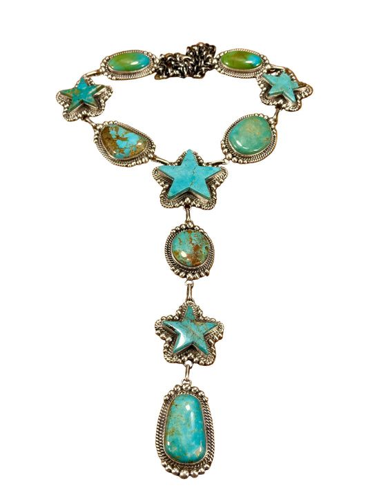 Kingman Turquoise Star Lariat Necklace Set