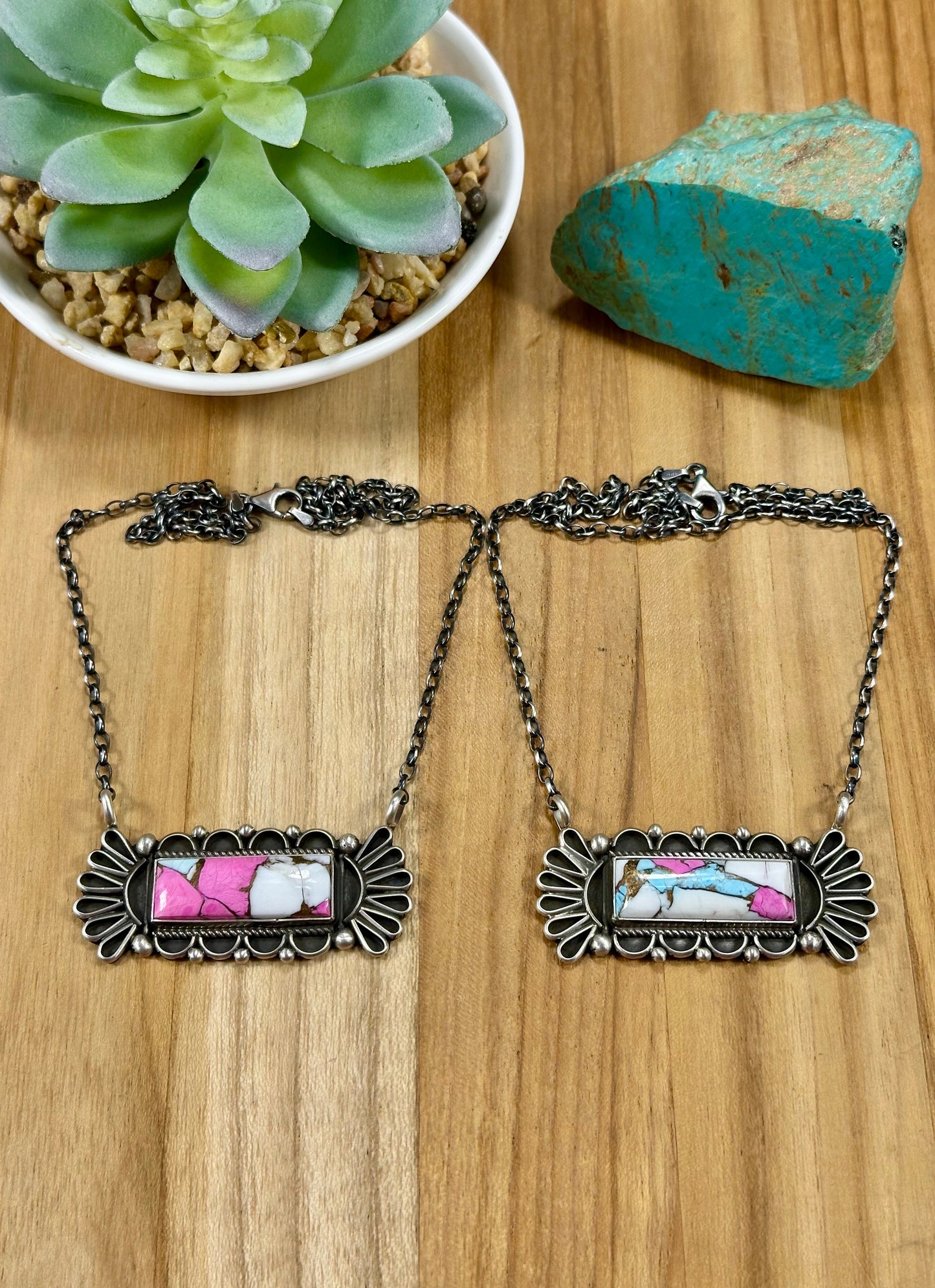 Cotton Candy Bar Sterling Silver Necklace