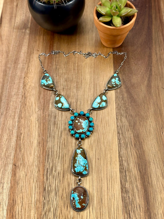 #8 Turquoise Sterling Silver Lariat Necklace
