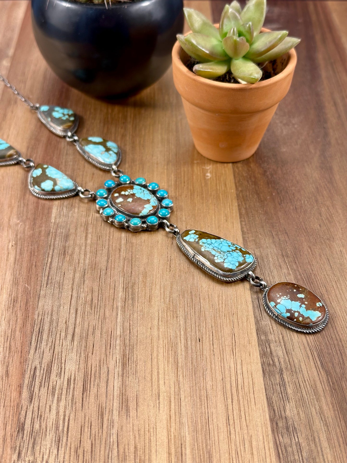#8 Turquoise Sterling Silver Lariat Necklace