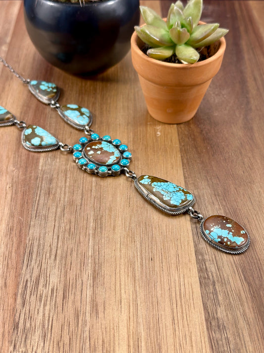 #8 Turquoise Sterling Silver Lariat Necklace