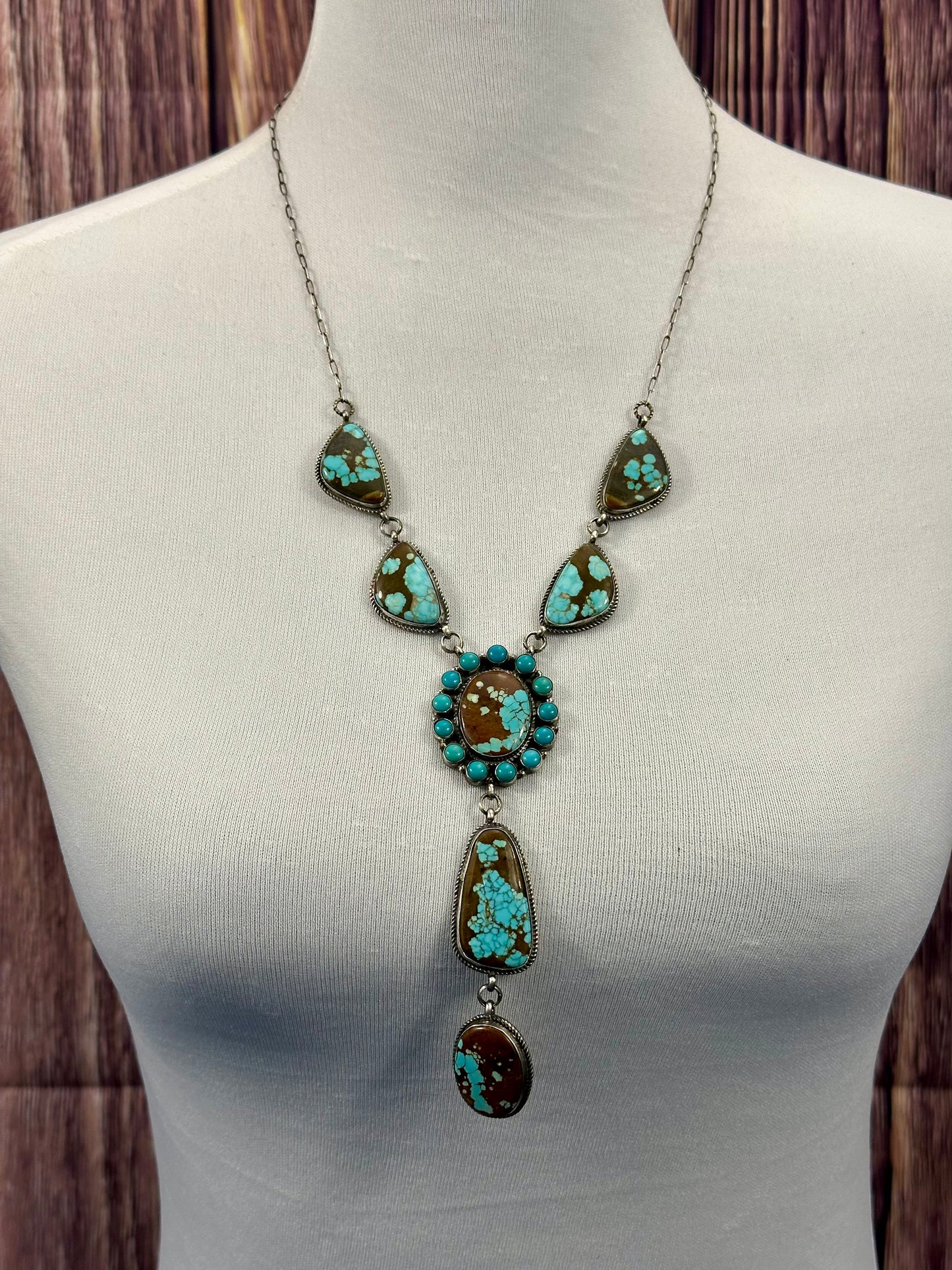 #8 Turquoise Sterling Silver Lariat Necklace