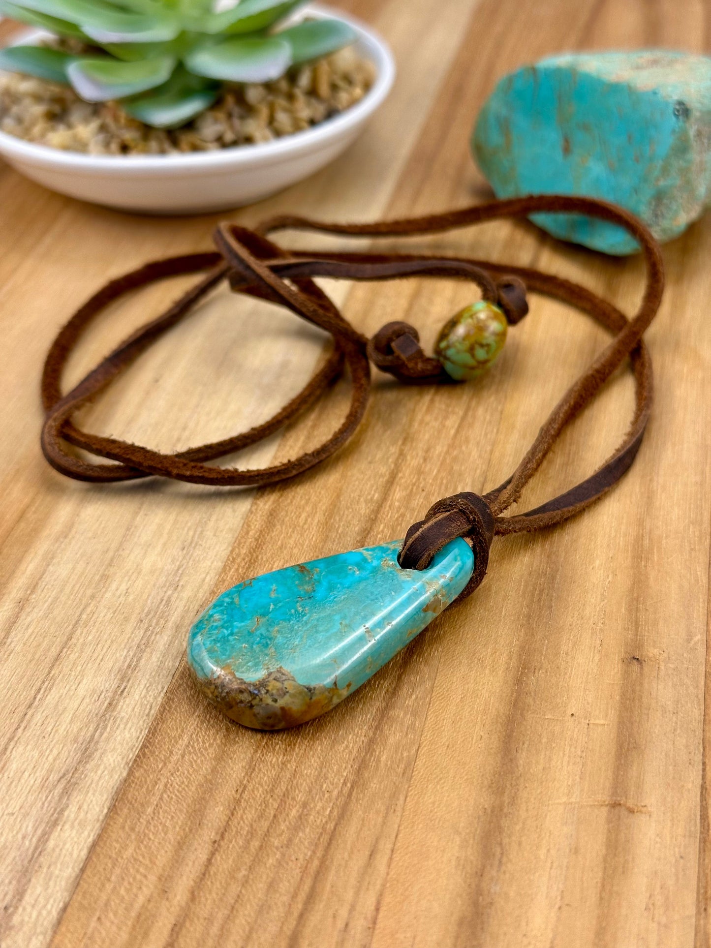 Leather Kingman Adjustable Slab Necklace