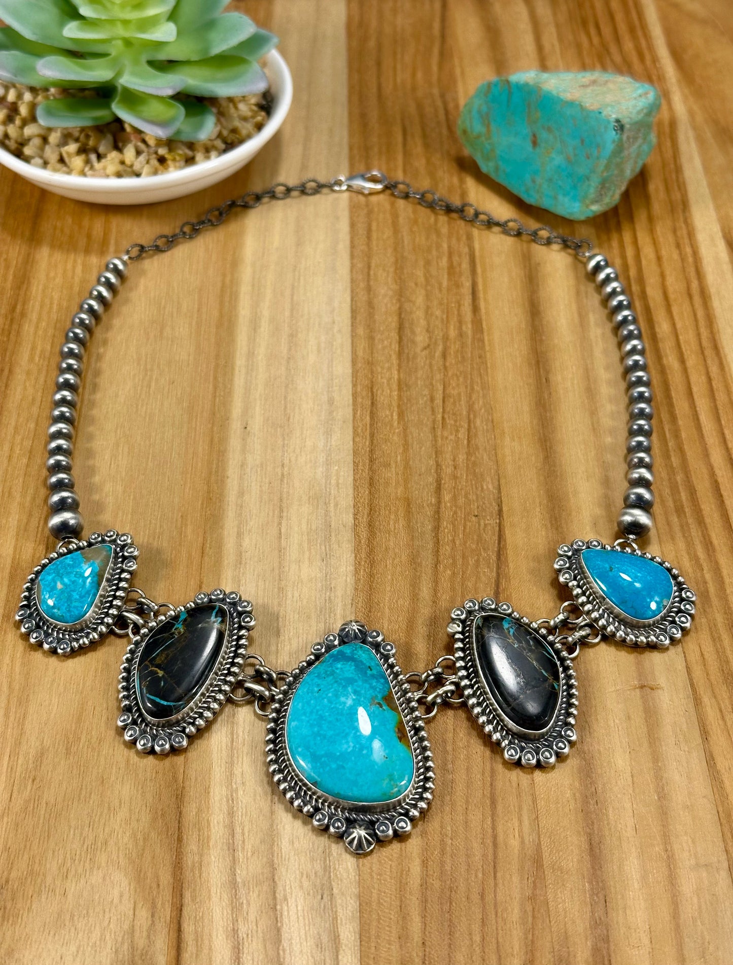 Kingman and Black Jack Sterling Silver Necklace