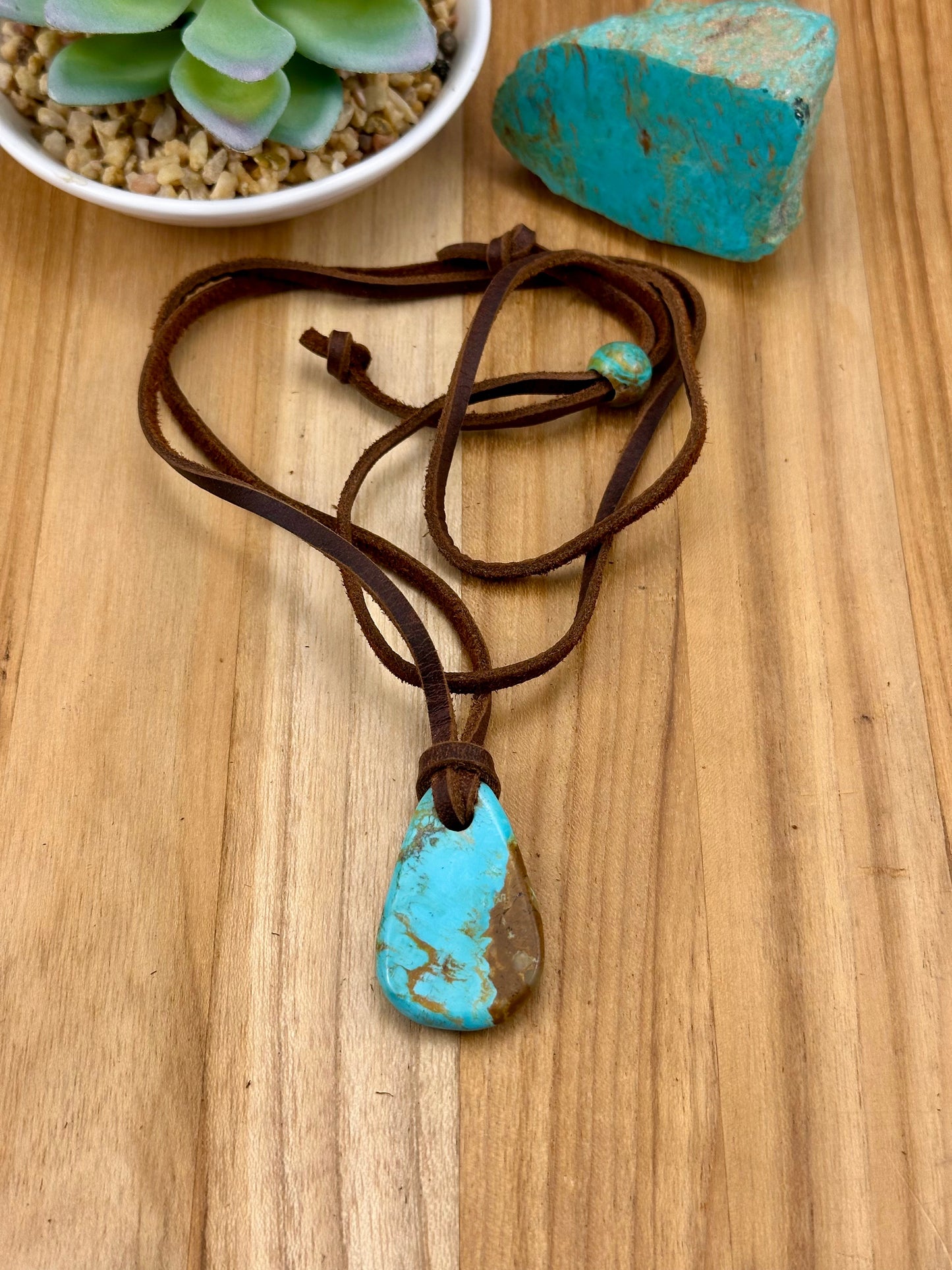 Leather Kingman Adjustable Slab Necklace