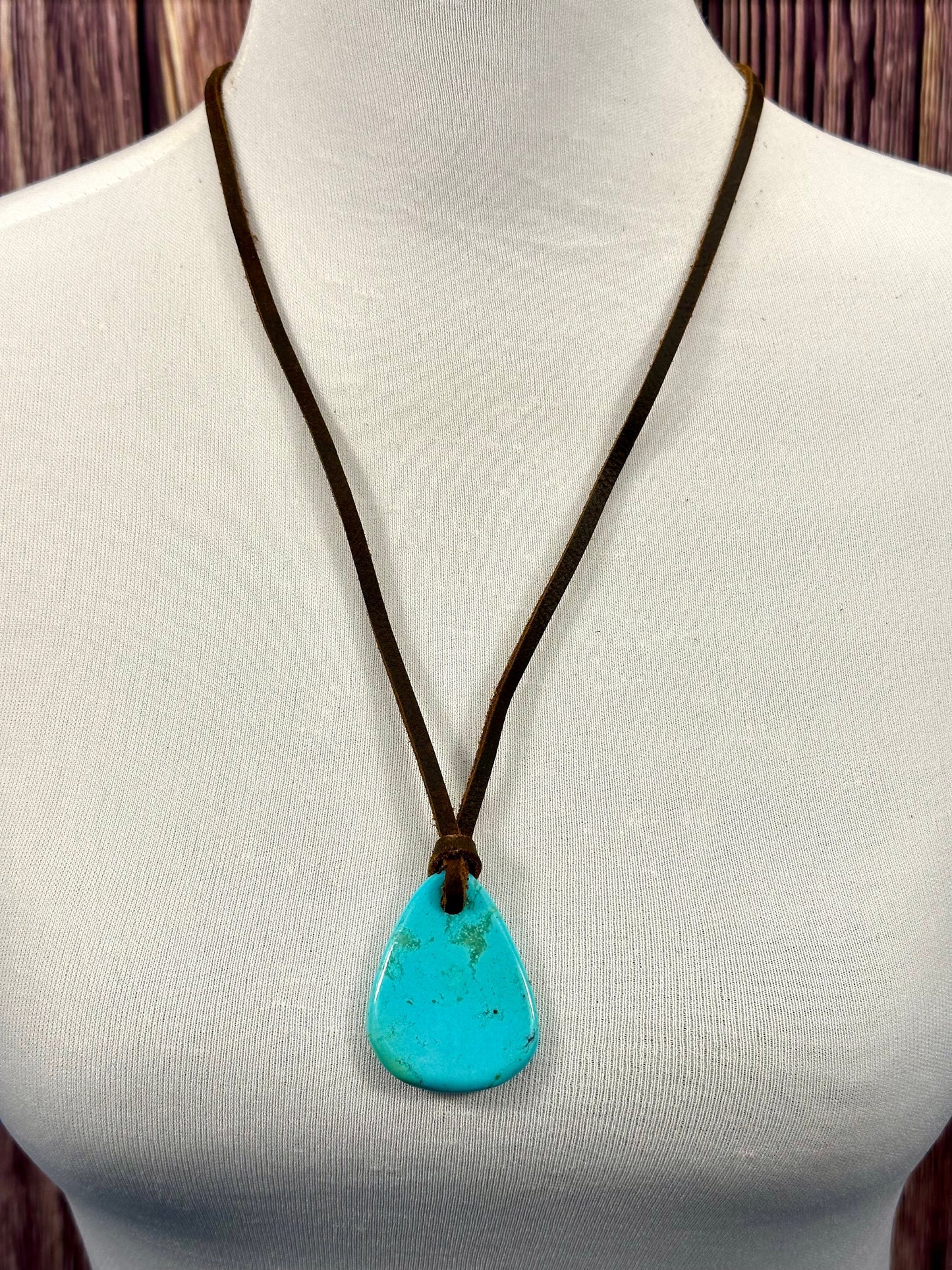 Leather Kingman Adjustable Slab Necklace