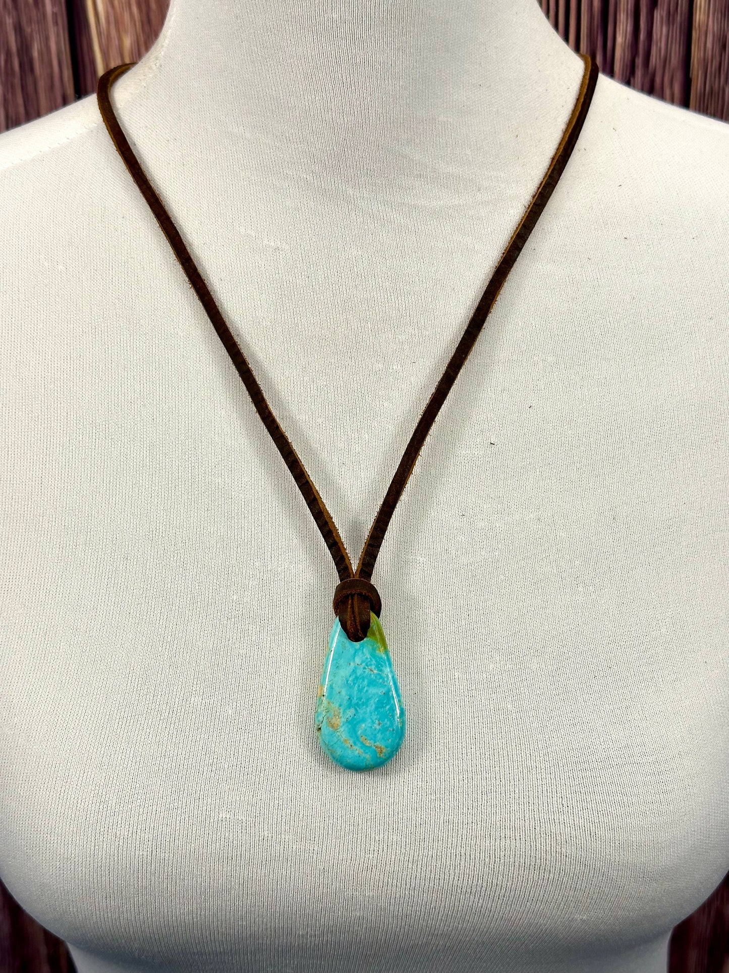 Leather Kingman Adjustable Slab Necklace