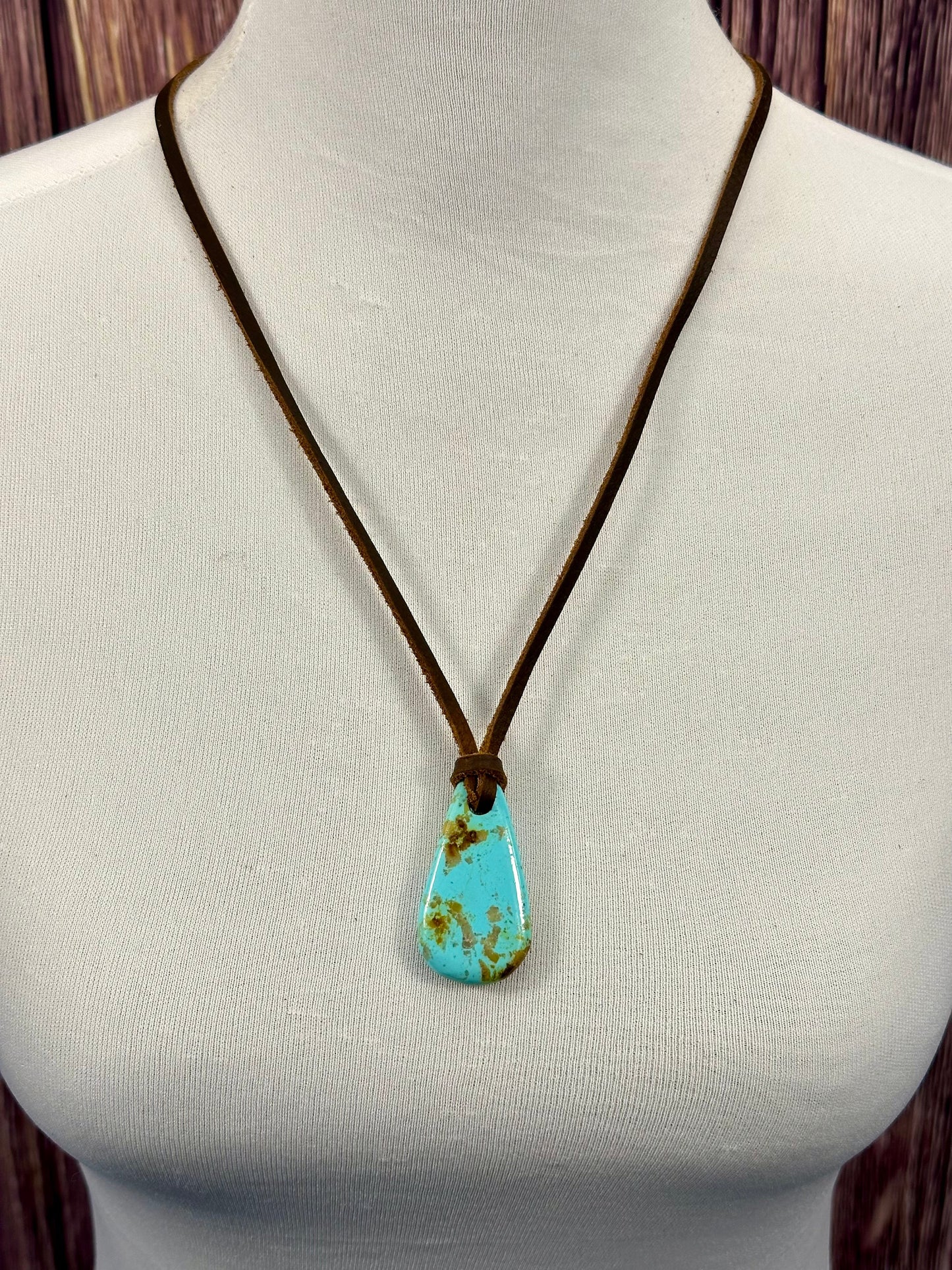 Leather Kingman Adjustable Slab Necklace