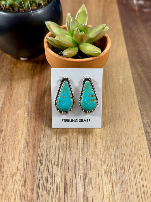 Kingman Turquoise Teardrop Stud Earrings