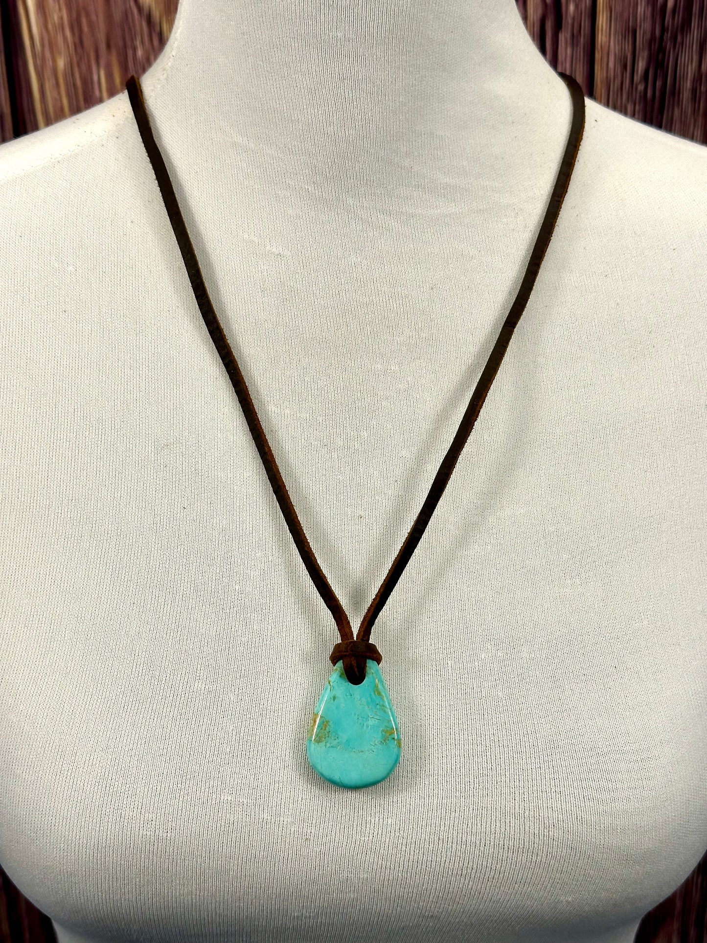 Leather Kingman Adjustable Slab Necklace