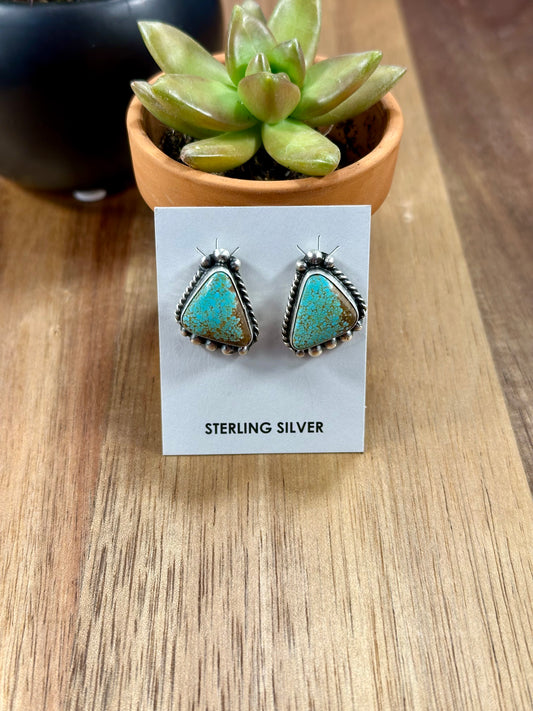 Kingman Turquoise Triangle Stud Earrings