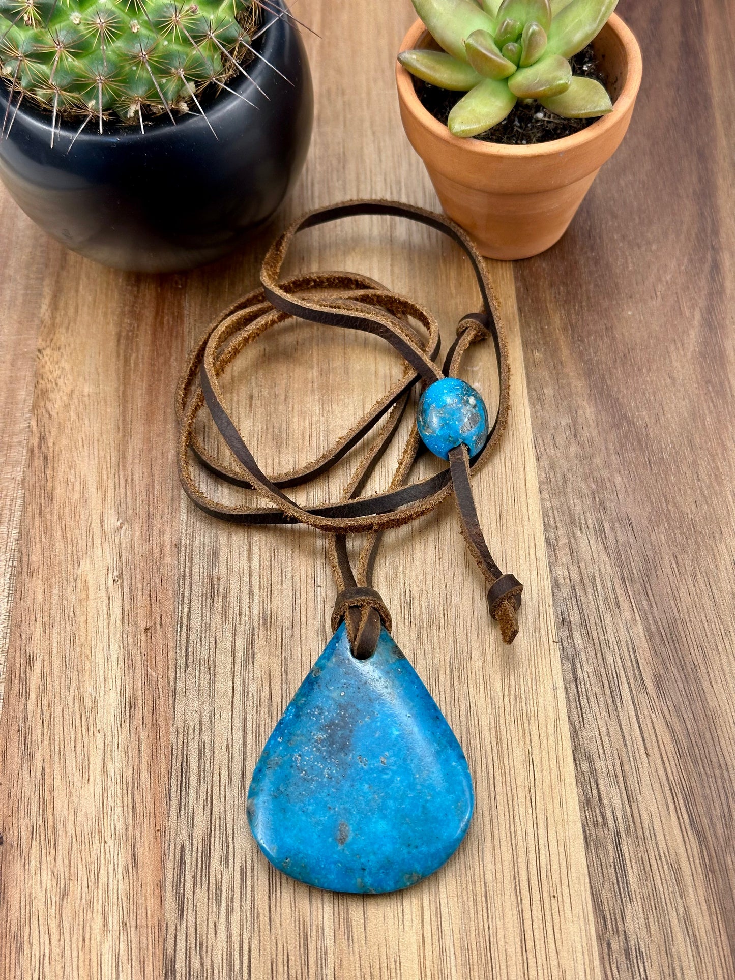Leather Kingman Adjustable Slab Necklace