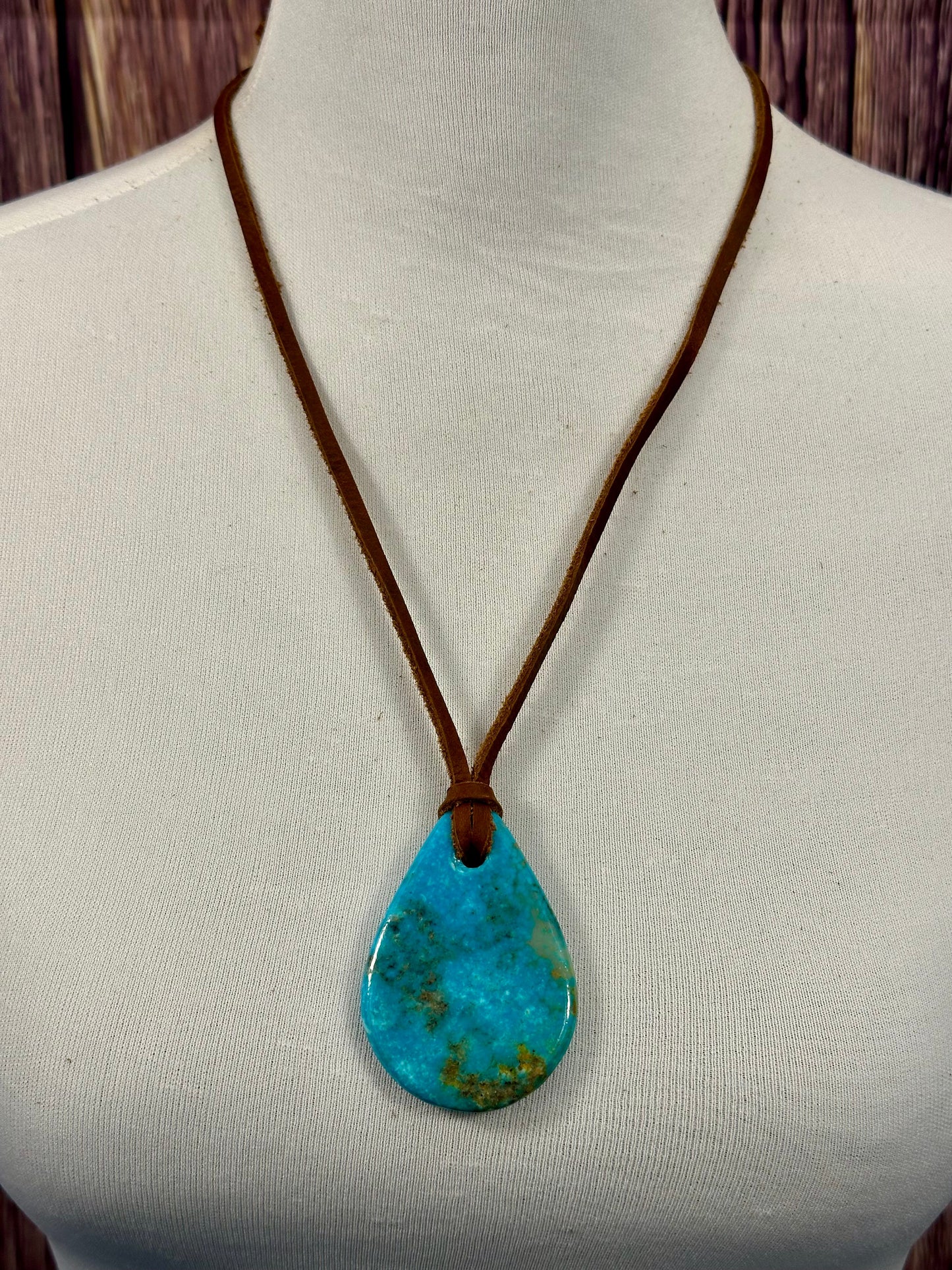 Leather Kingman Adjustable Slab Necklace