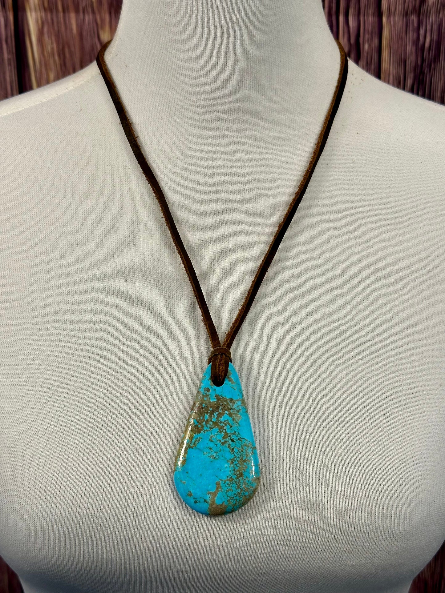 Leather Kingman Adjustable Slab Necklace