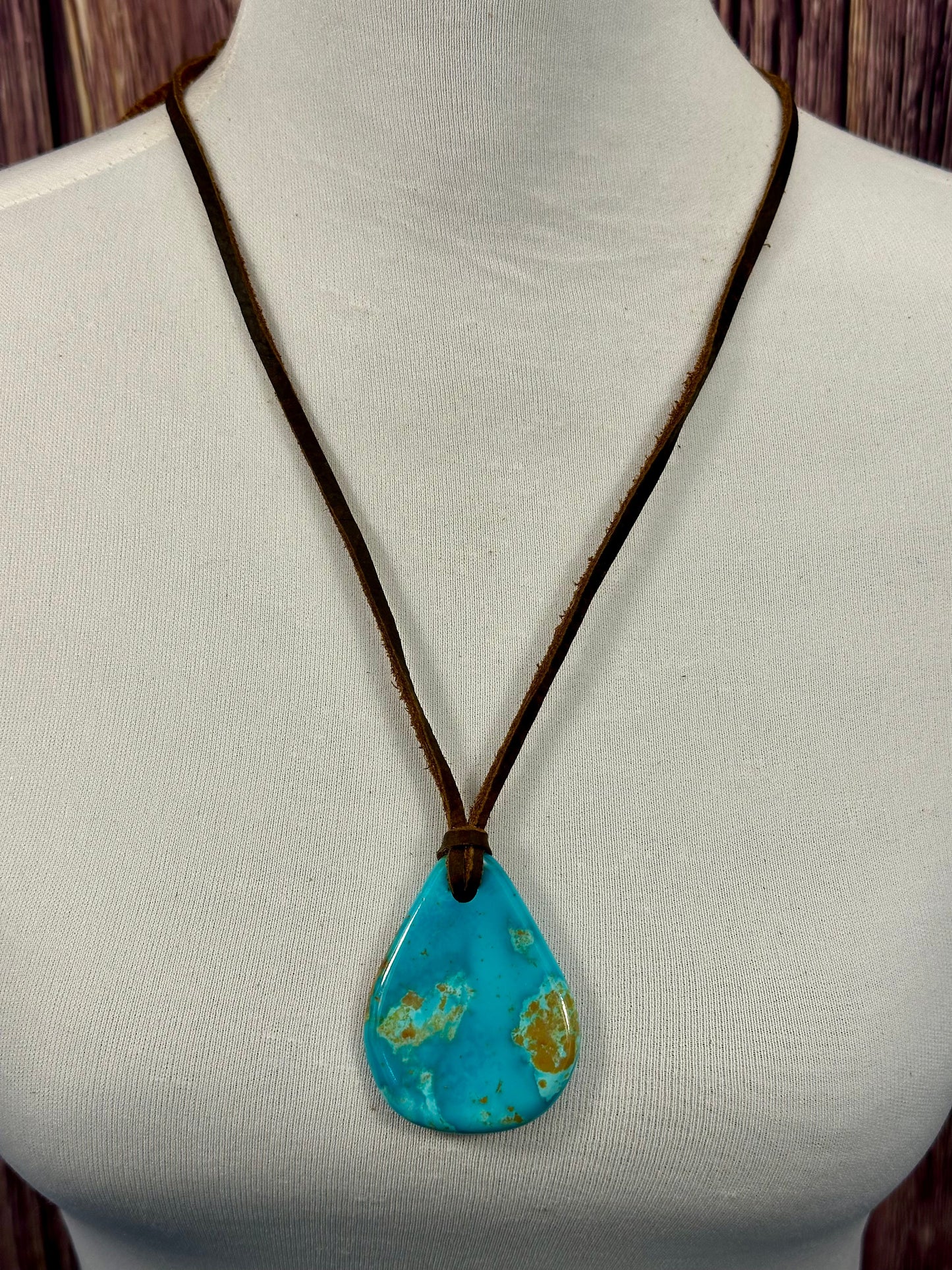 Leather Kingman Adjustable Slab Necklace