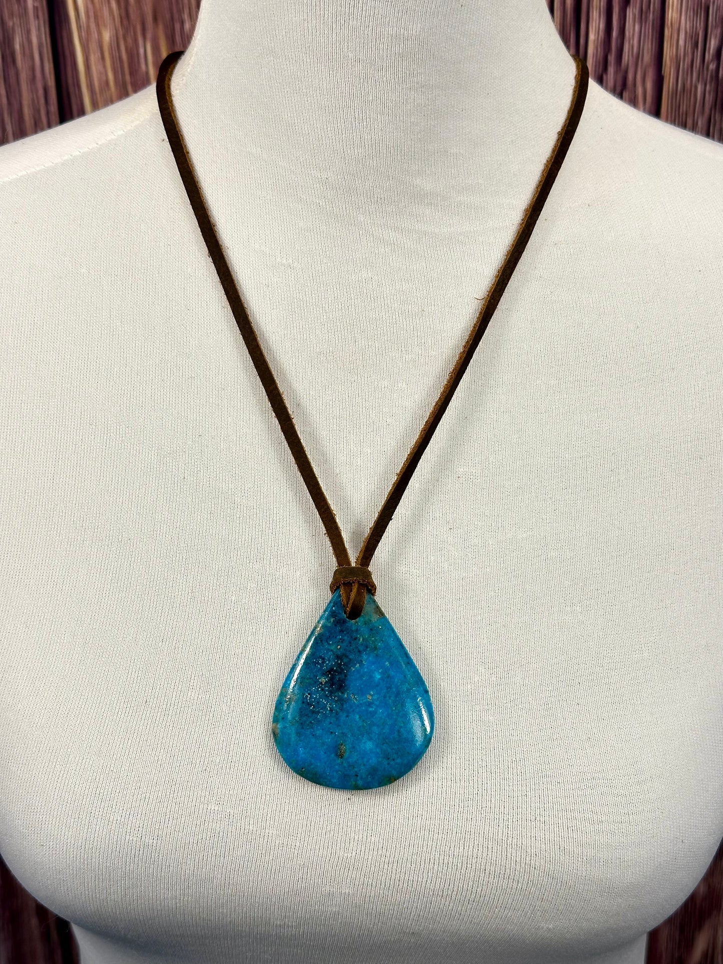 Leather Kingman Adjustable Slab Necklace