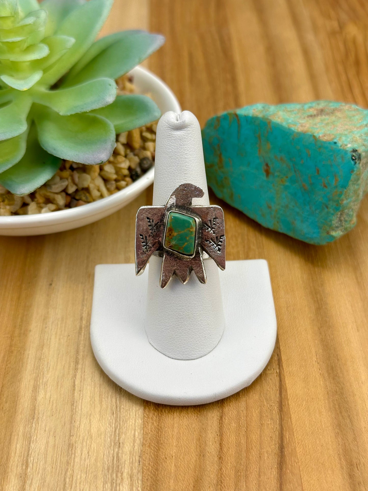 Kingman Turquoise Thunderbird Sterling Ring