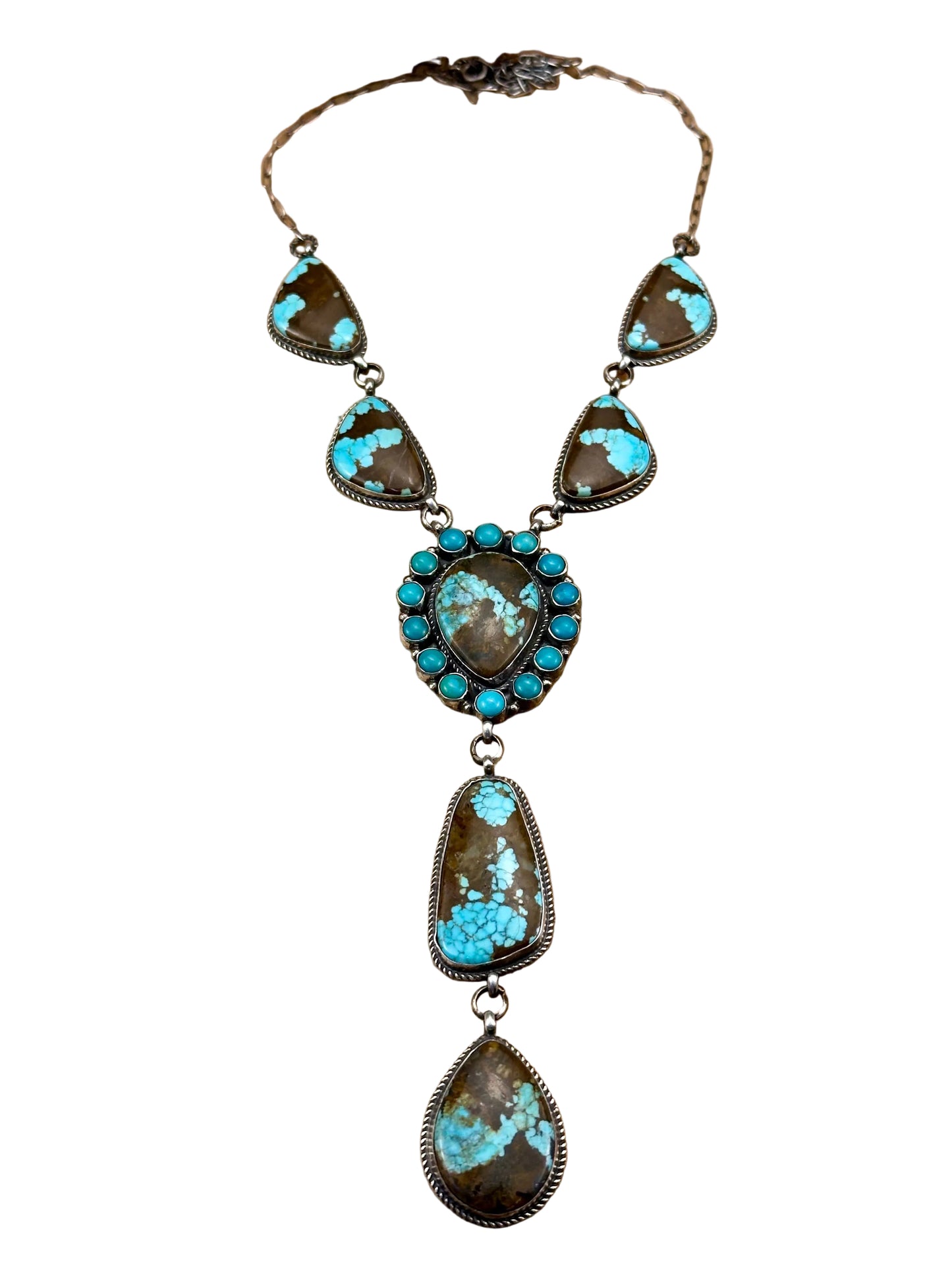 #8 Turquoise Cluster Sterling Silver Lariat