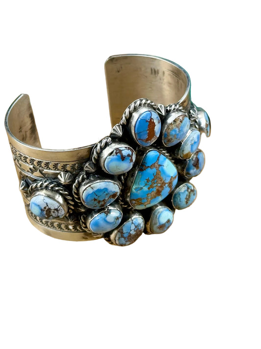 Golden Hills Floral Cluster Sterling Cuff