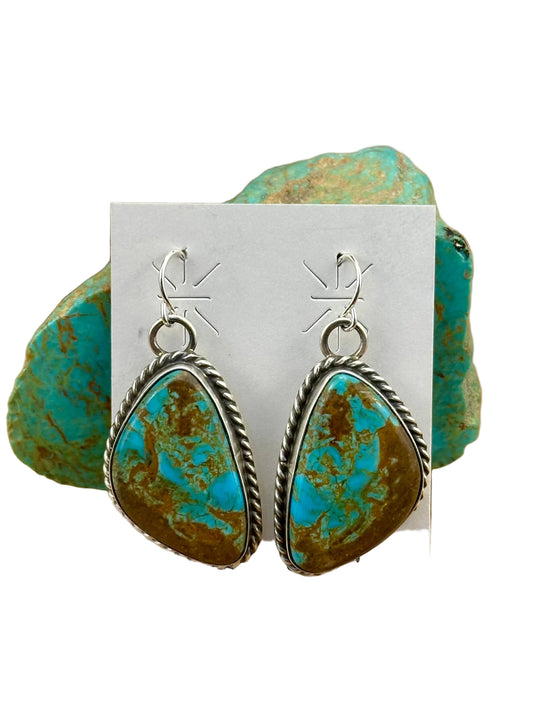 Kingman Turquoise Sterling Dangle Earrings
