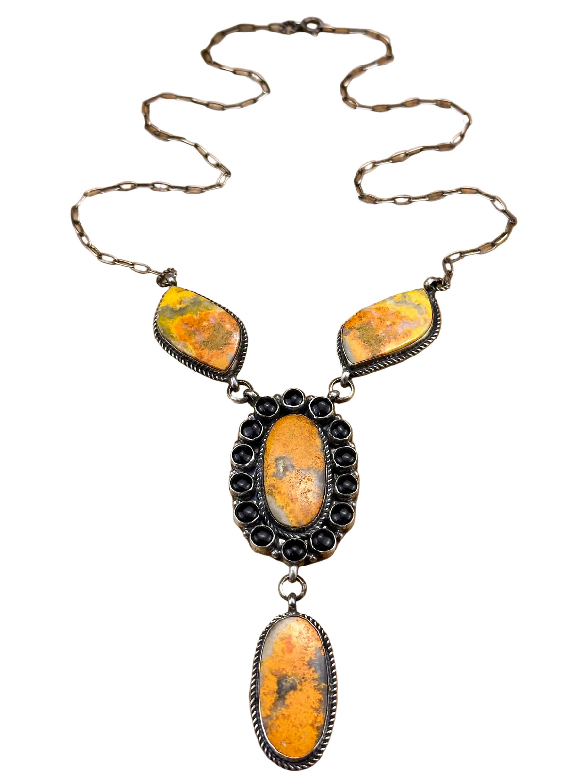 Bumblebee Jasper & Black Onyx Sterling Lariat