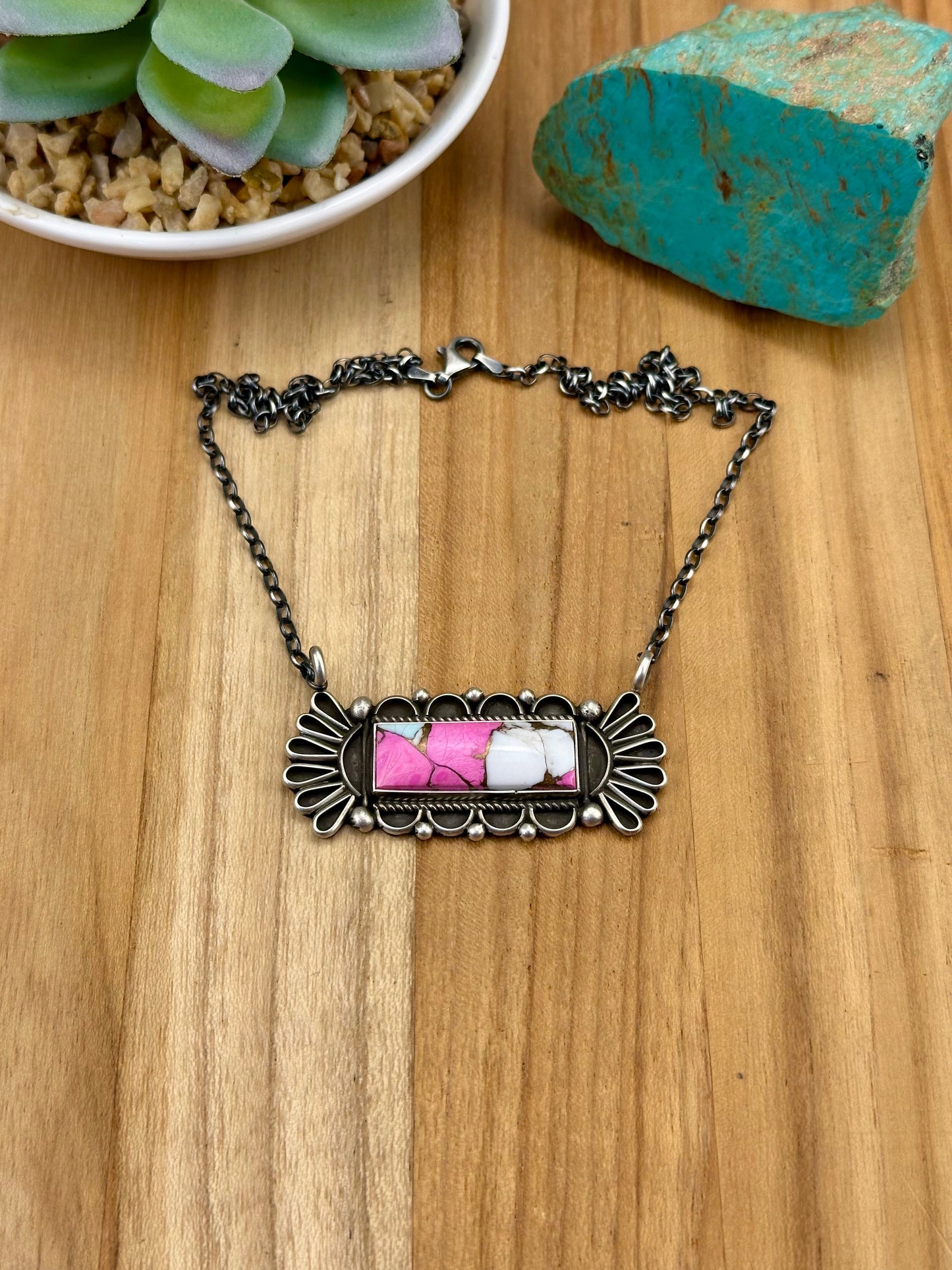 Cotton Candy Bar Sterling Silver Necklace
