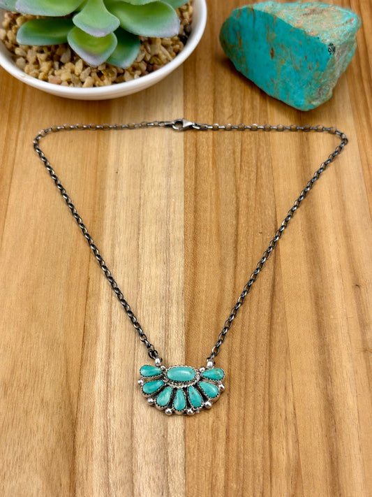 Kingman Turquoise Half Cluster Necklace