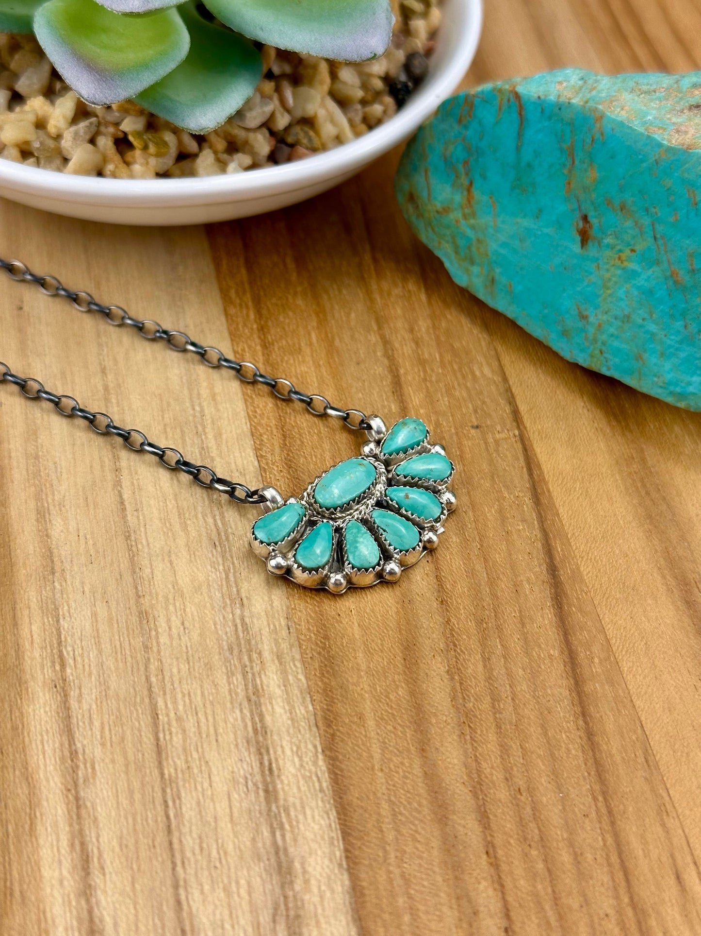 Kingman Turquoise Half Cluster Necklace