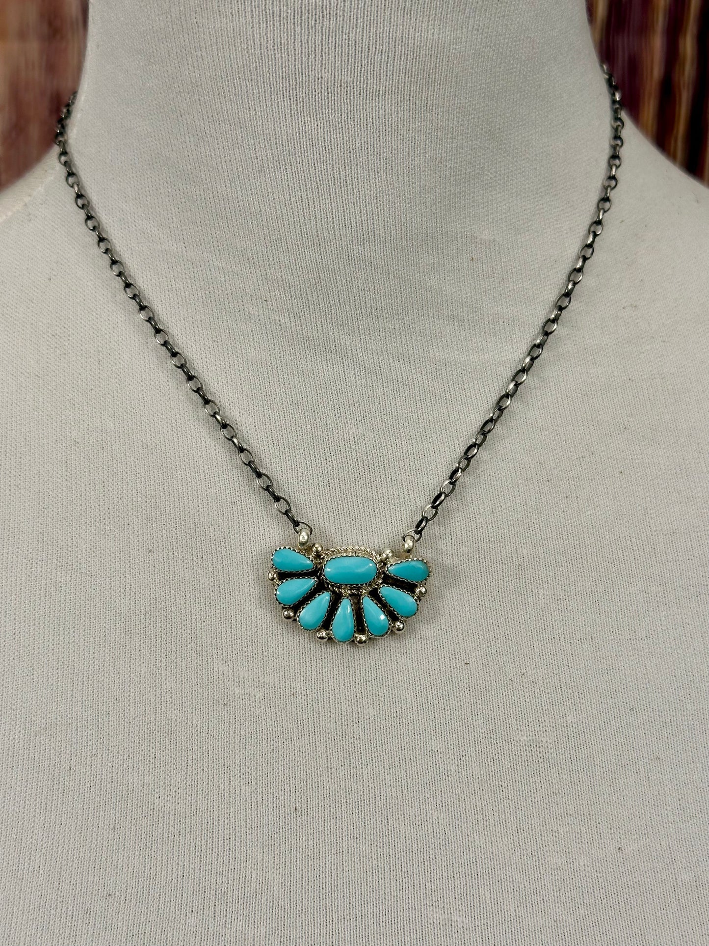 Kingman Turquoise Half Cluster Necklace