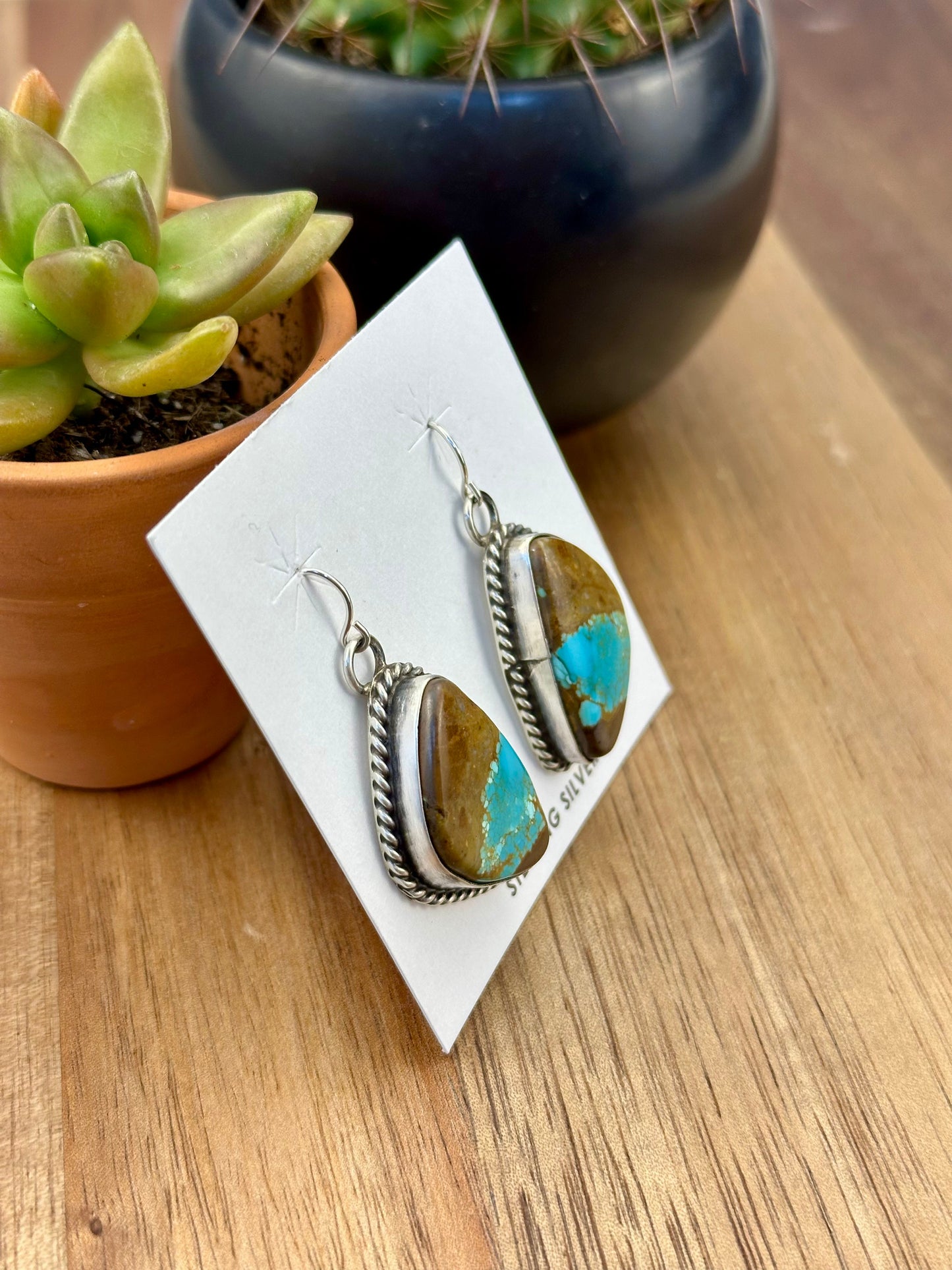 #8 Turquoise Sterling Dangle Earrings