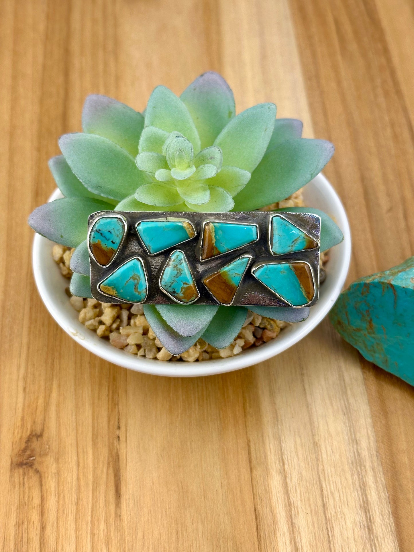 Kingman Turquoise Cluster Sterling Belt Buckle