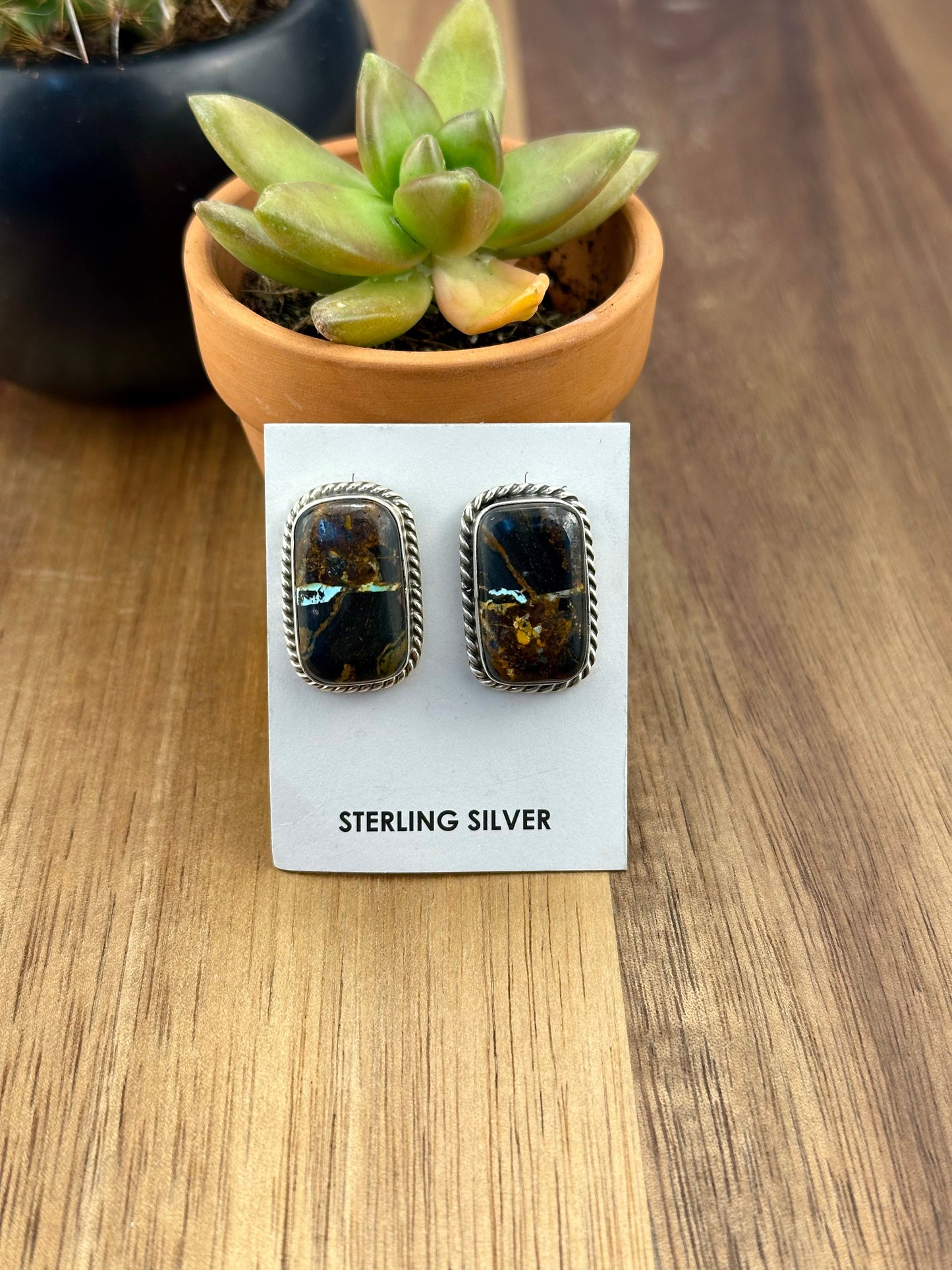 Blackjack Rectangle Stud Earrings