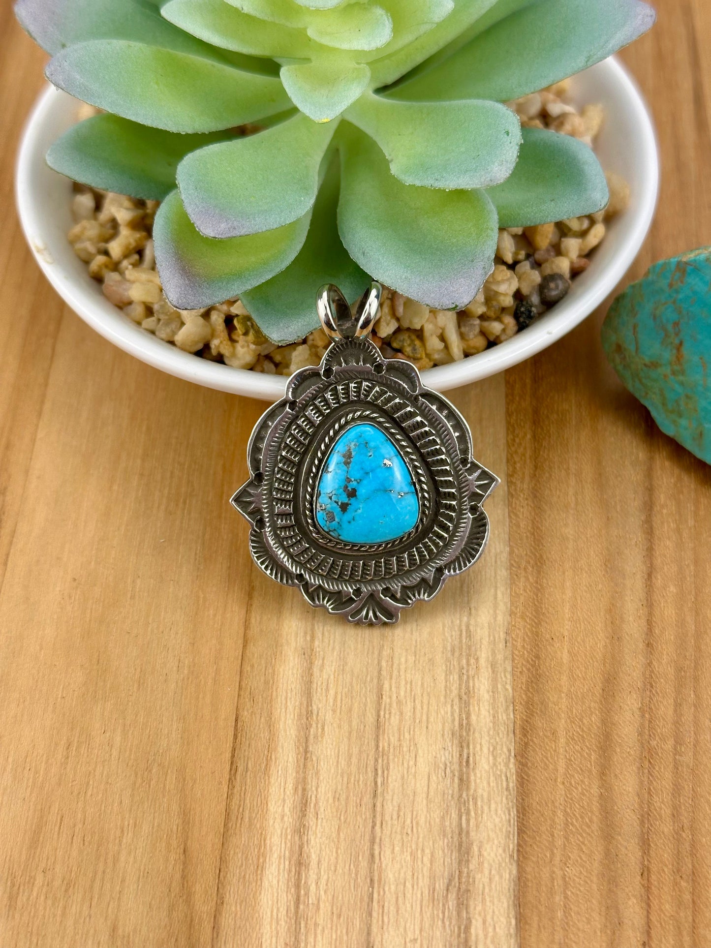 Kingman Web Turquoise Sterling Pendant