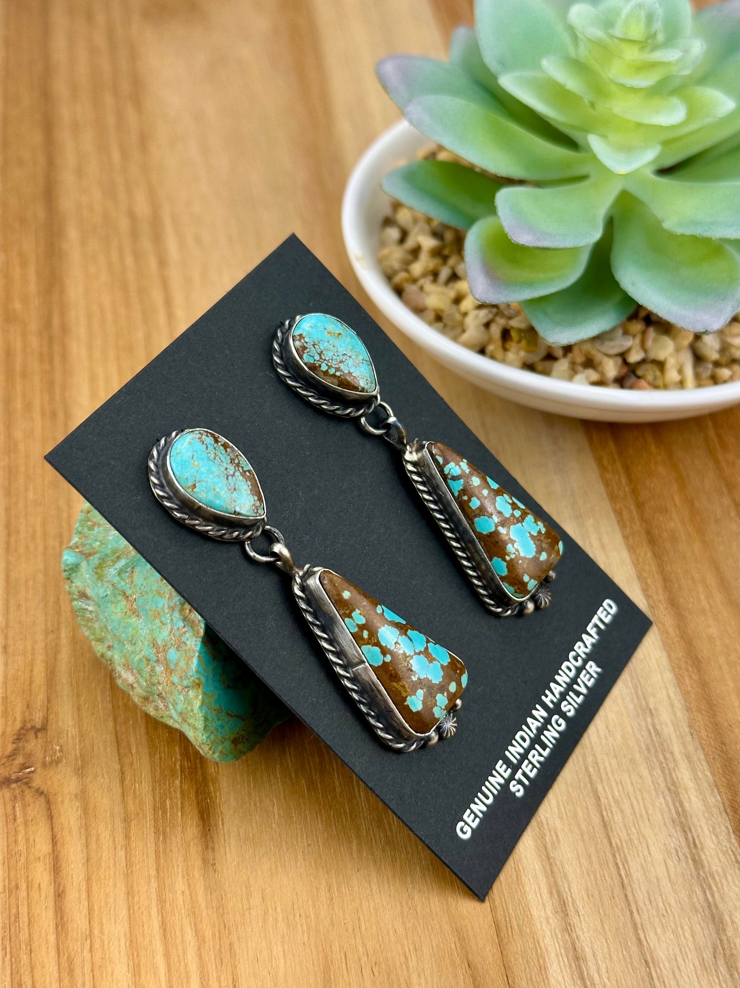 #8 Turquoise 2 Stone Dangle Earrings