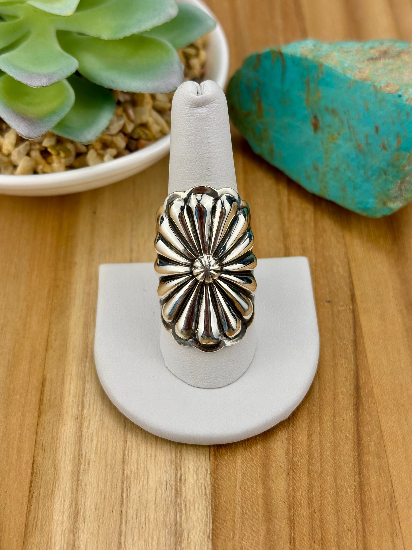 Sterling Silver Floral Stamp Ring