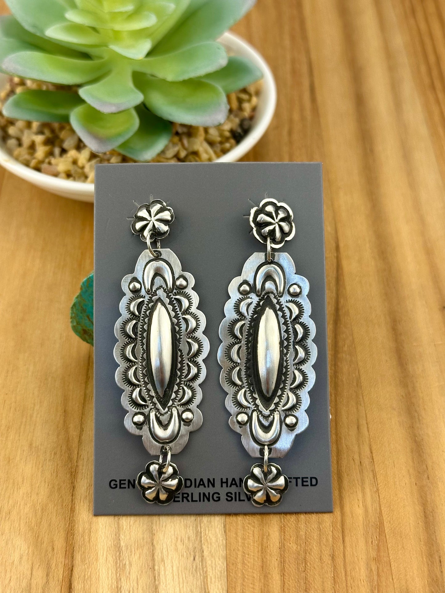 Sterling Silver Stamped Dangle Earrings