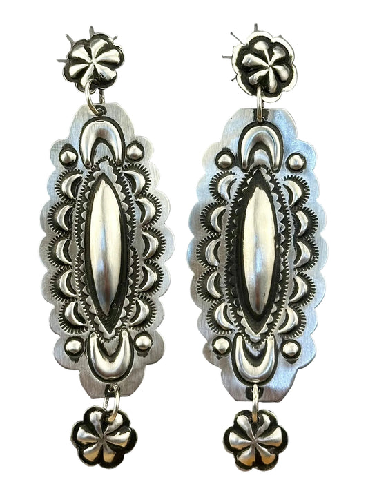 Sterling Silver Stamped Dangle Earrings