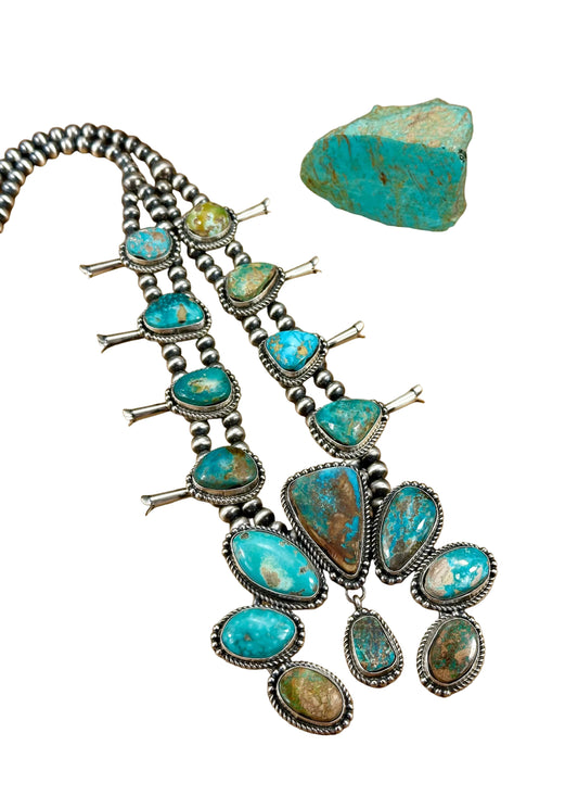Royston Squash Blossom Sterling Naja Necklace