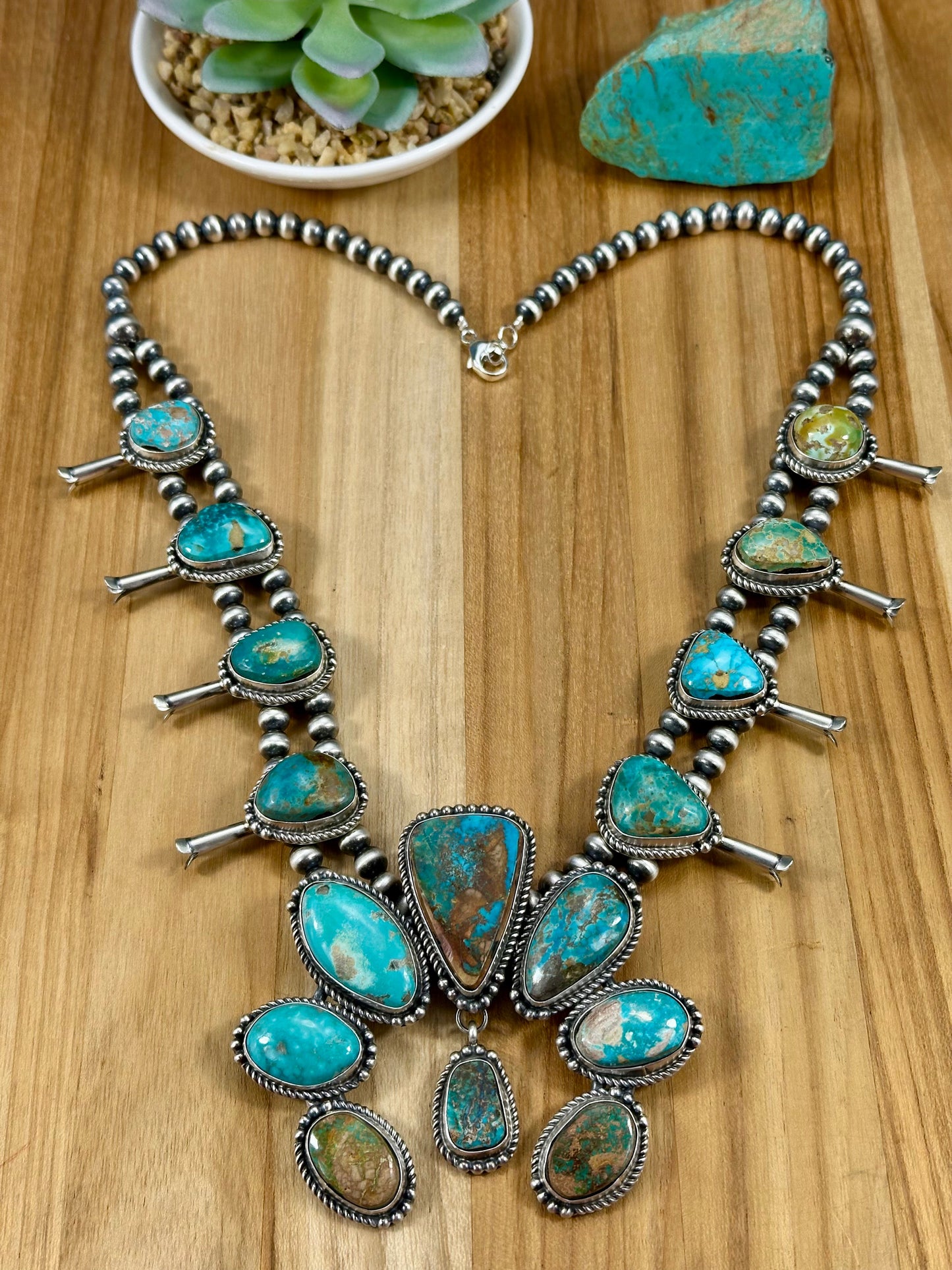 Royston Squash Blossom Sterling Naja Necklace