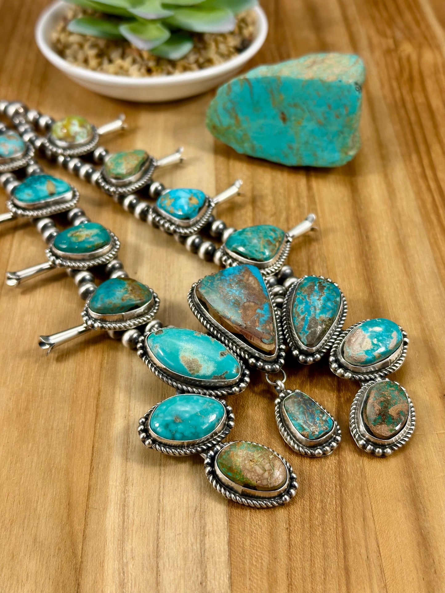 Royston Squash Blossom Sterling Naja Necklace