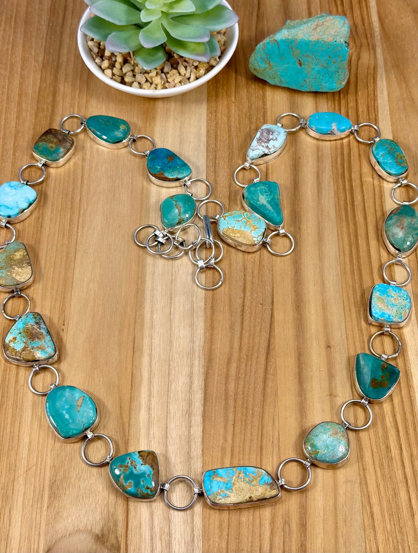 Kingman Turquoise Chain Link Sterling Silver Belt