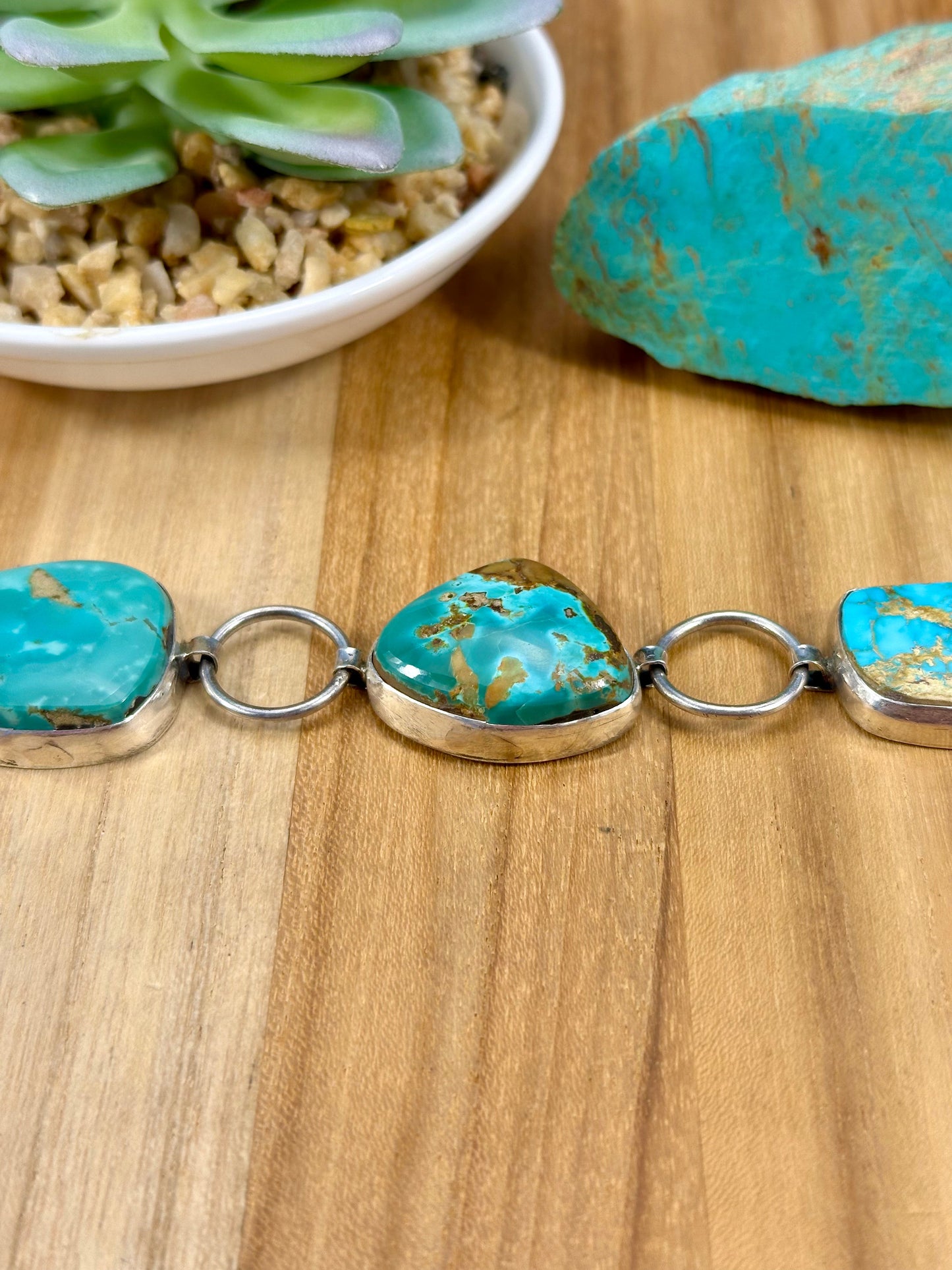 Kingman Turquoise Chain Link Sterling Silver Belt