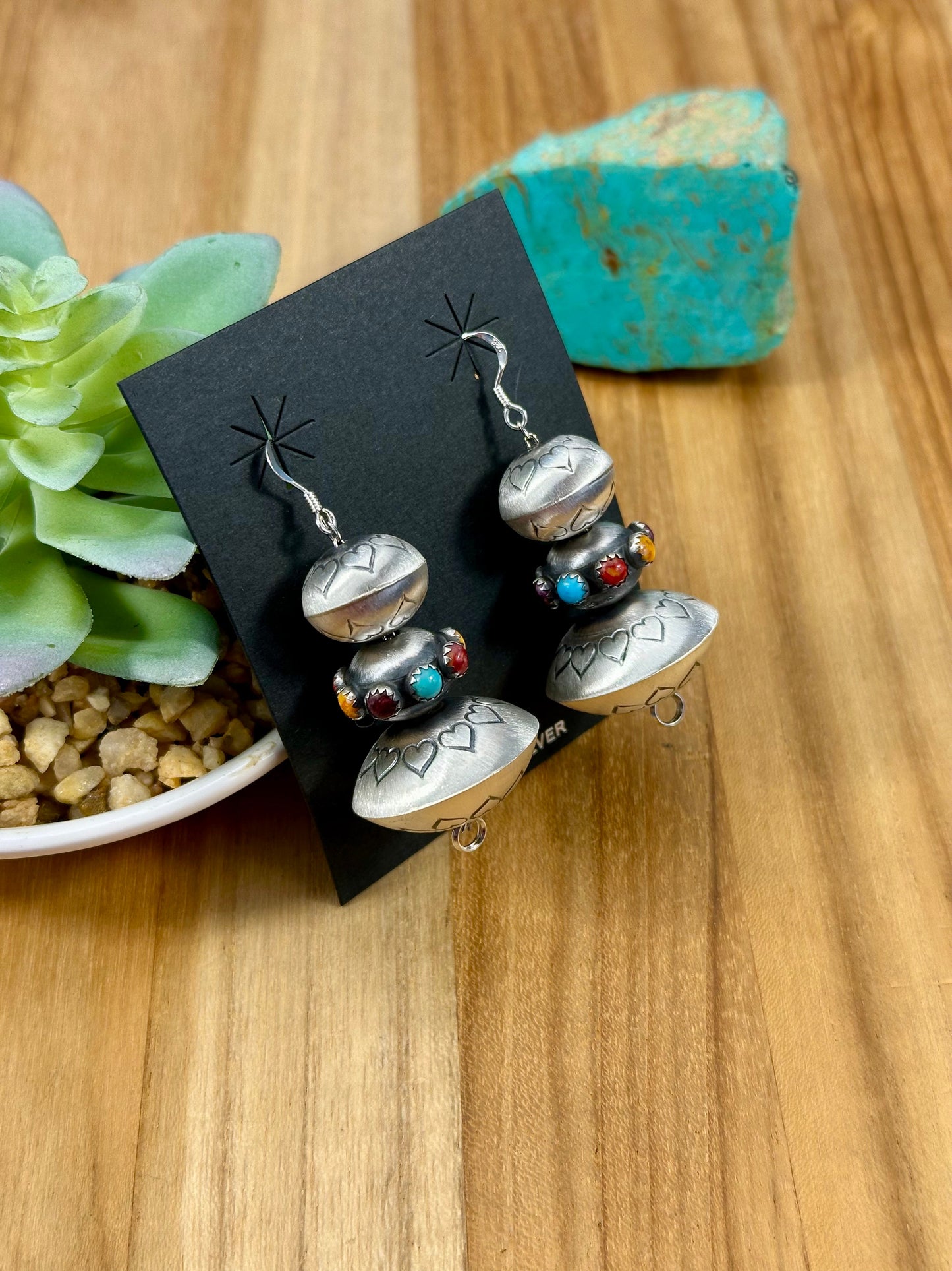 Handmade Sterling Pearl Multi Stone Dangle Earrings