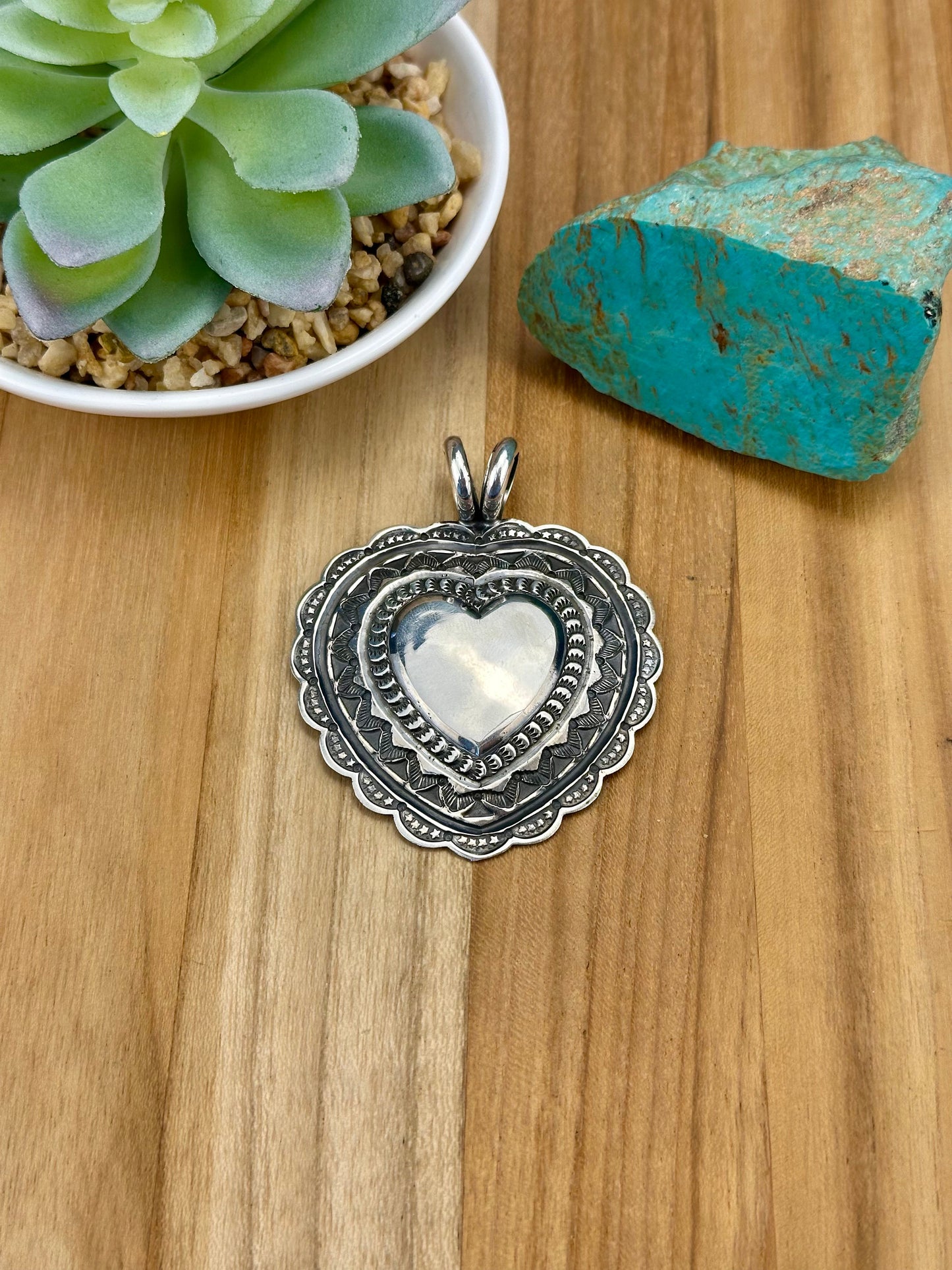 Sterling Silver Heart Stamped Pendant