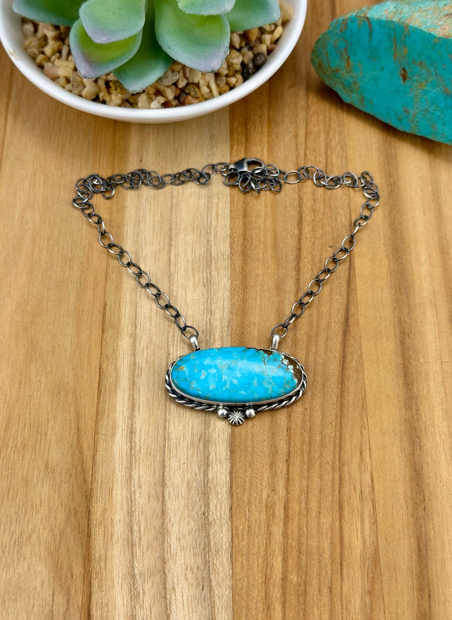 Kingman Turquoise Oval Sterling Silver Necklace