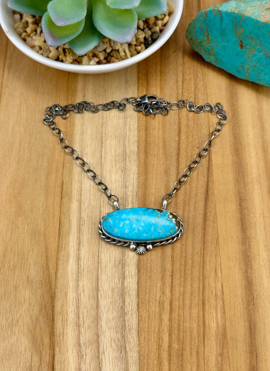 Kingman Turquoise Oval Sterling Silver Necklace