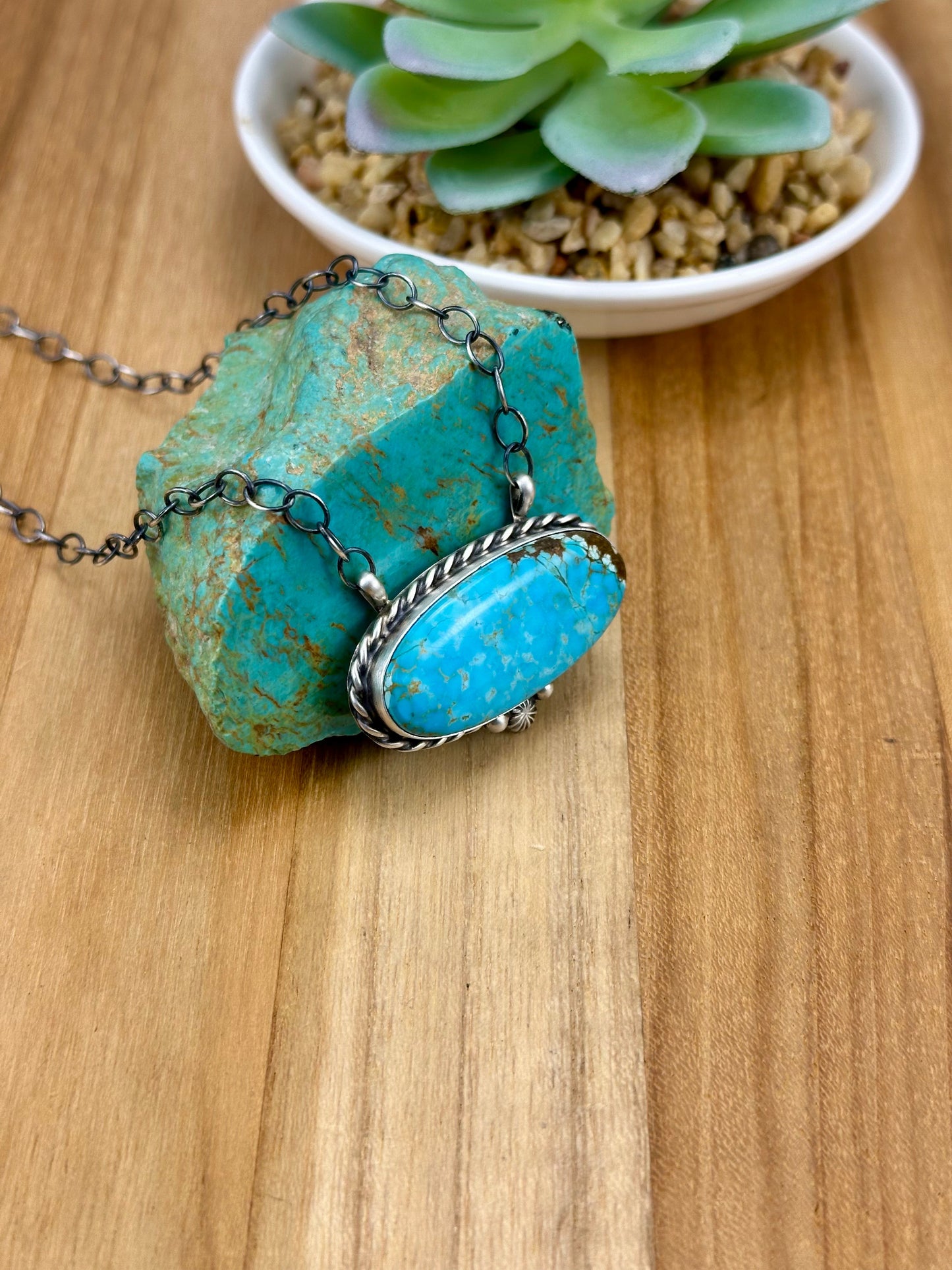 Kingman Turquoise Oval Sterling Silver Necklace