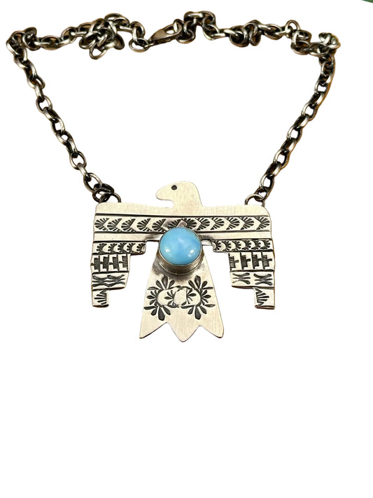 Golden Hills Sterling Thunderbird Necklace