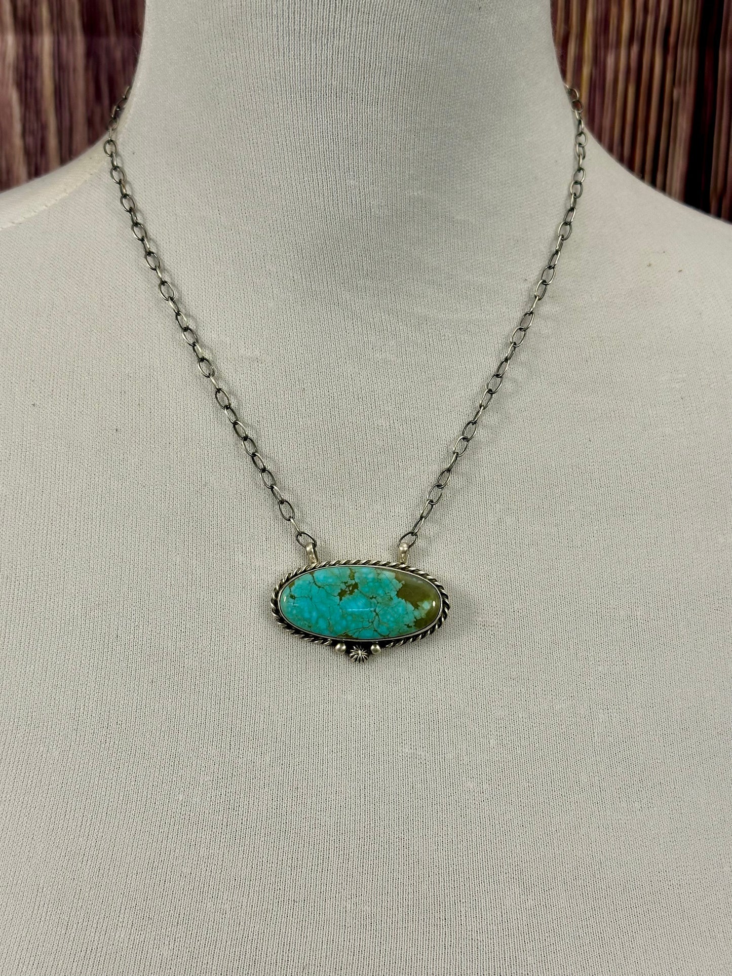 Kingman Turquoise Oval Sterling Silver Necklace