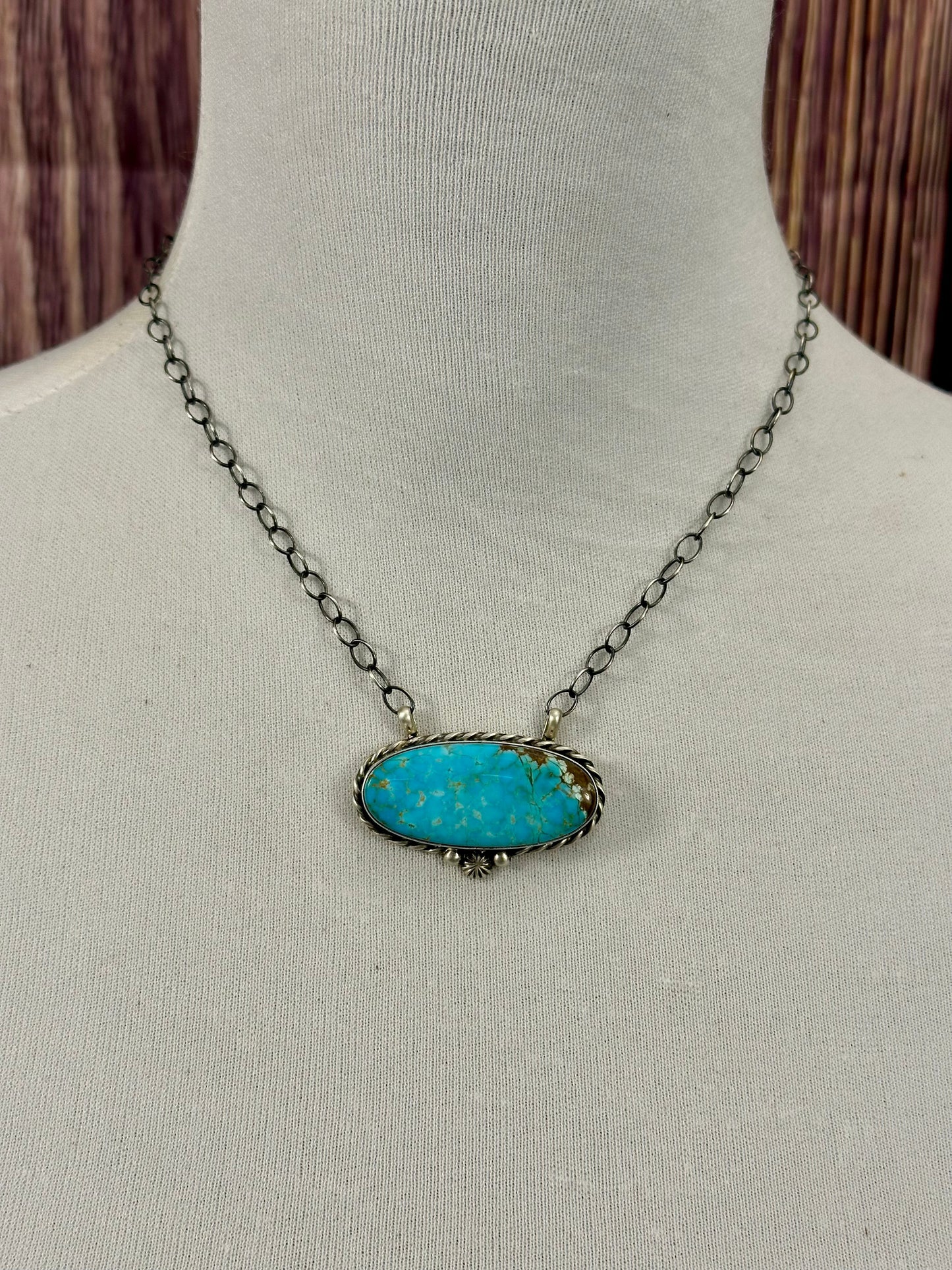 Kingman Turquoise Oval Sterling Silver Necklace